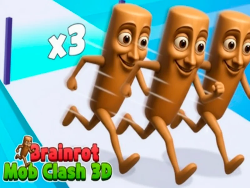 Brainrot Mob Clash 3D Game Logo - Epic Army Battle Runner
