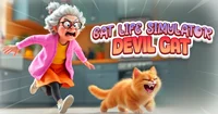 Cat Life Simulator Devil Cat Game Logo - Mischievous Pet Simulation